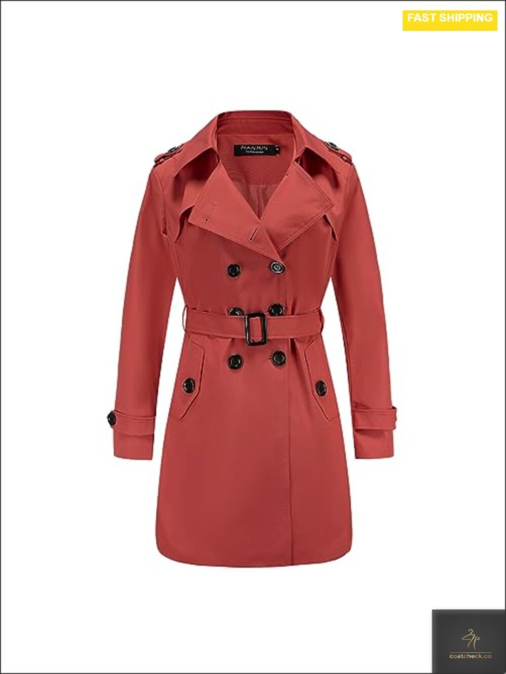 Women's Double-Breasted Trench Coat Classic Lapel Overcoat Slim Fit Waterproof